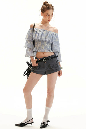 Floral Ruffled Off-Shoulder Blouse