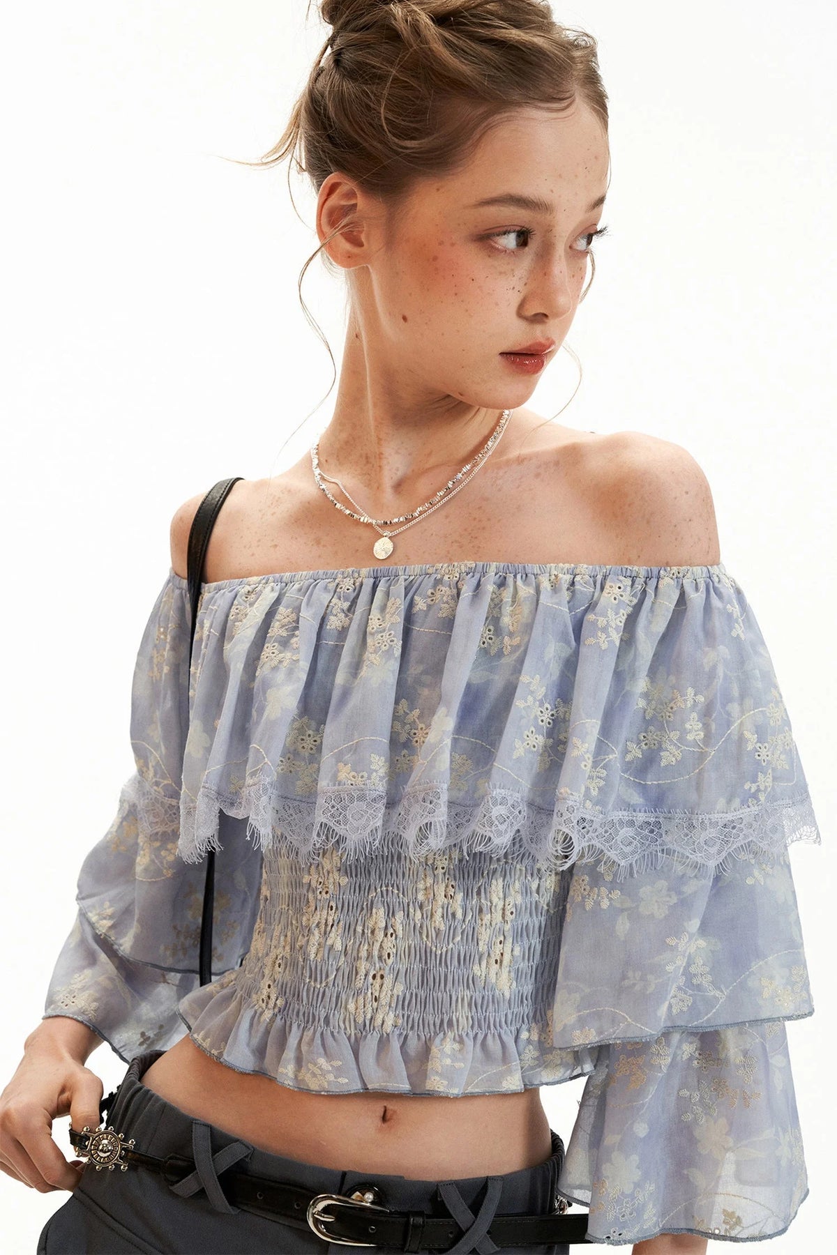 Floral Ruffled Off-Shoulder Blouse