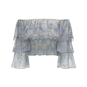 Floral Ruffled Off-Shoulder Blouse