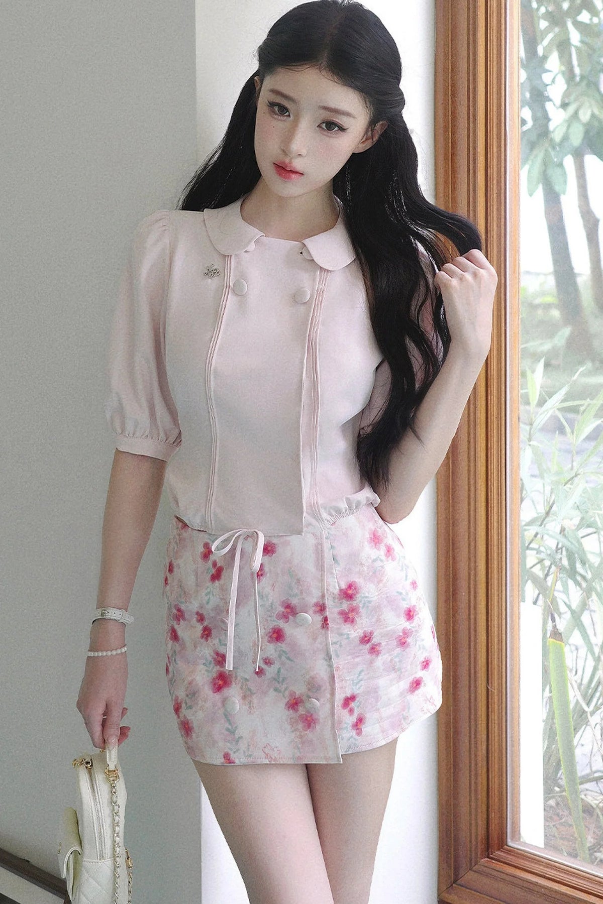 Floral Ruffled Top and Skirt Set-Up