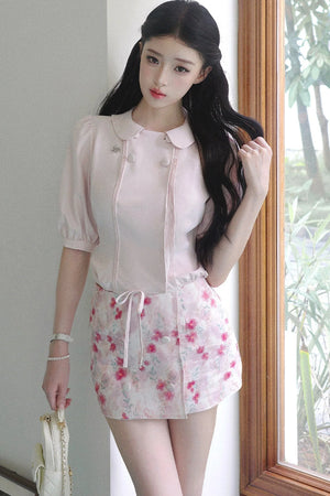 Floral Ruffled Top and Skirt Set-Up