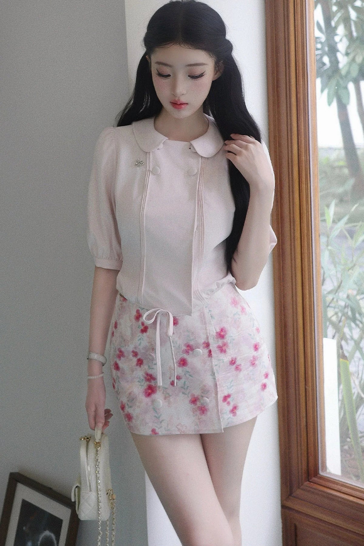 Floral Ruffled Top and Skirt Set-Up