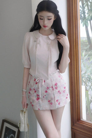 Floral Ruffled Top and Skirt Set-Up