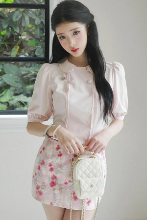 Floral Ruffled Top and Skirt Set-Up