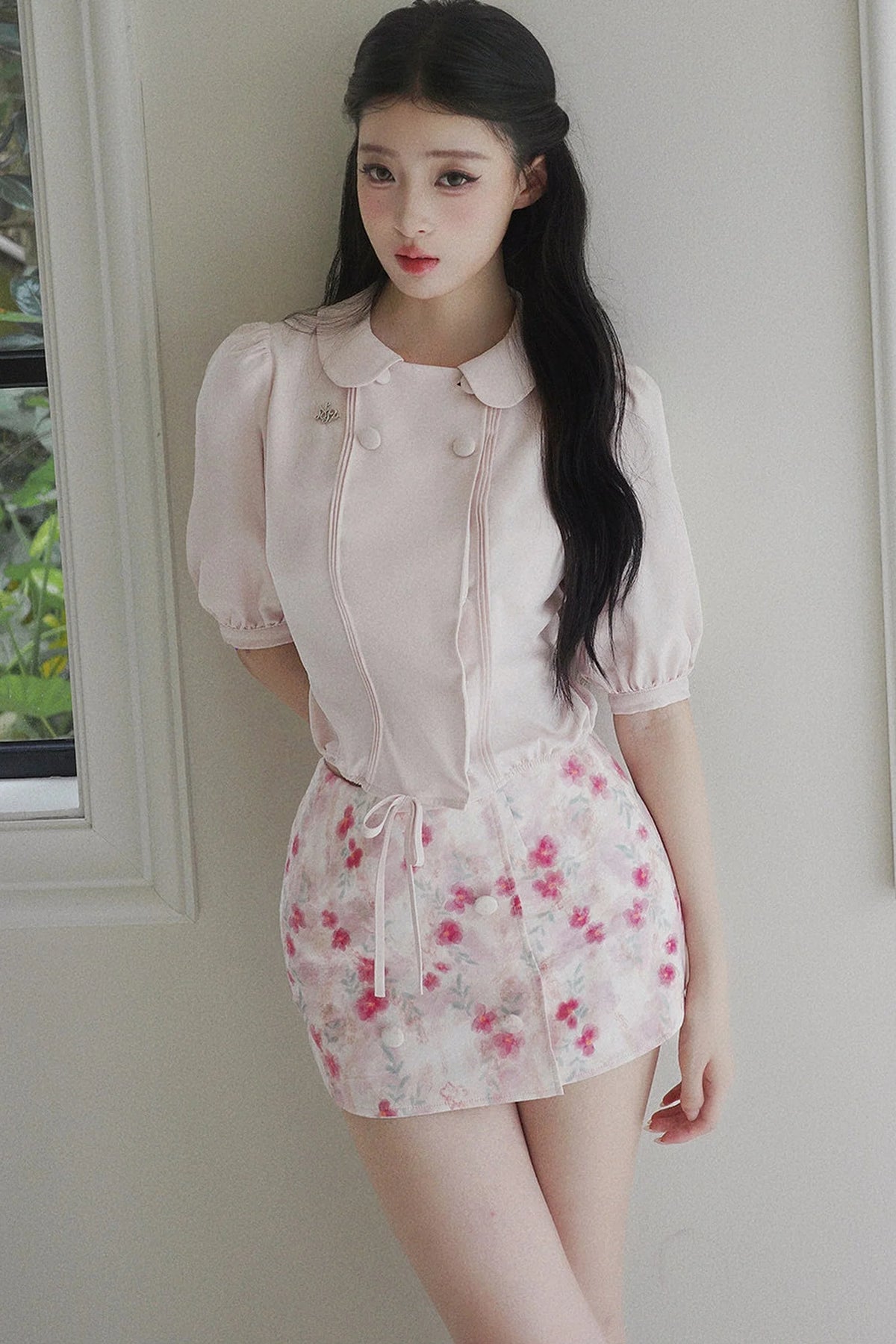 Floral Ruffled Top and Skirt Set-Up