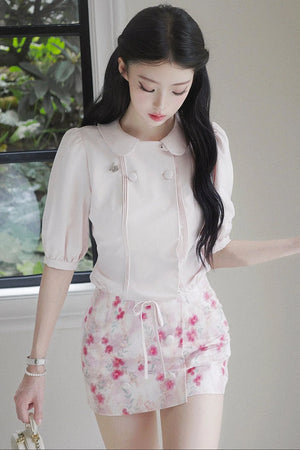 Floral Ruffled Top and Skirt Set-Up