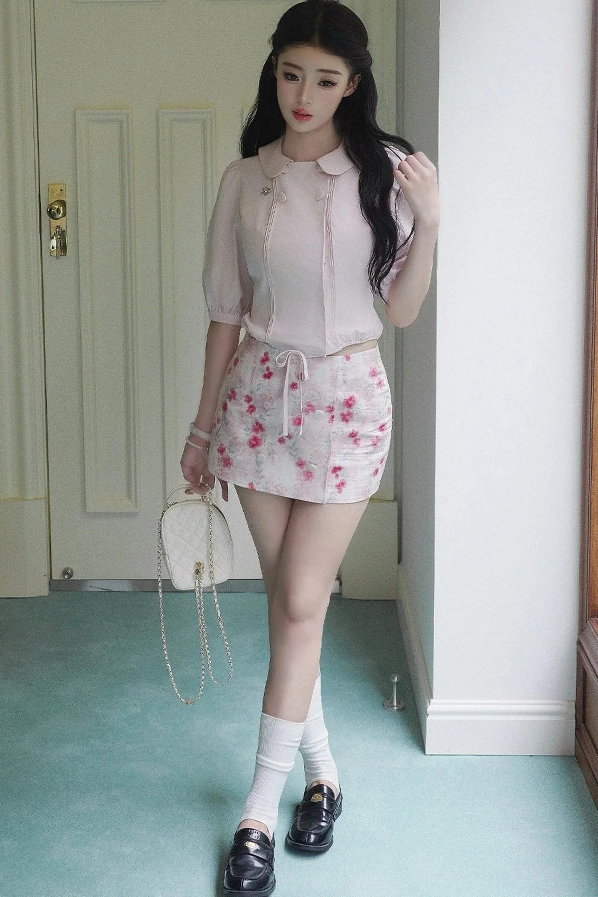 Floral Ruffled Top and Skirt Set-Up
