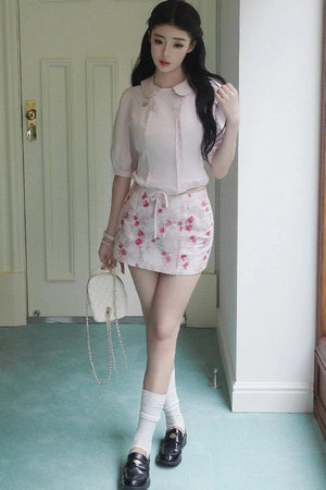 Floral Ruffled Top and Skirt Set-Up