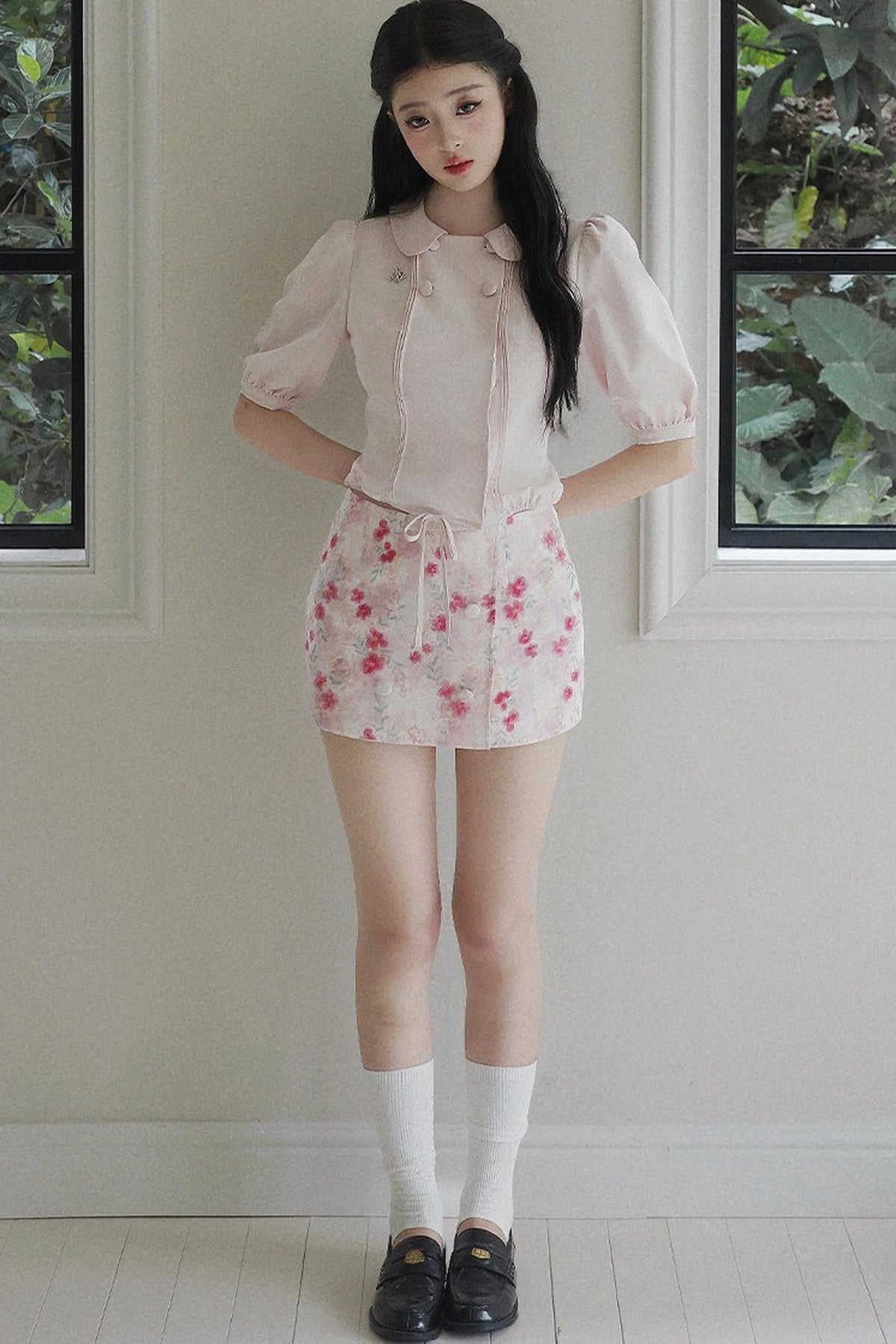Floral Ruffled Top and Skirt Set-Up
