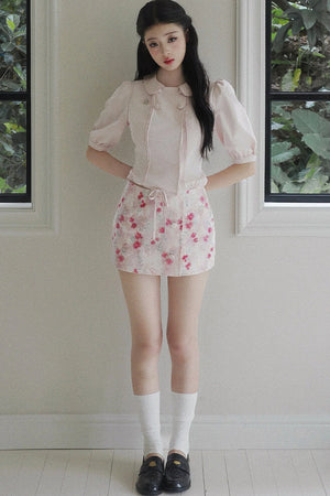 Floral Ruffled Top and Skirt Set-Up