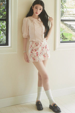 Floral Ruffled Top and Skirt Set-Up
