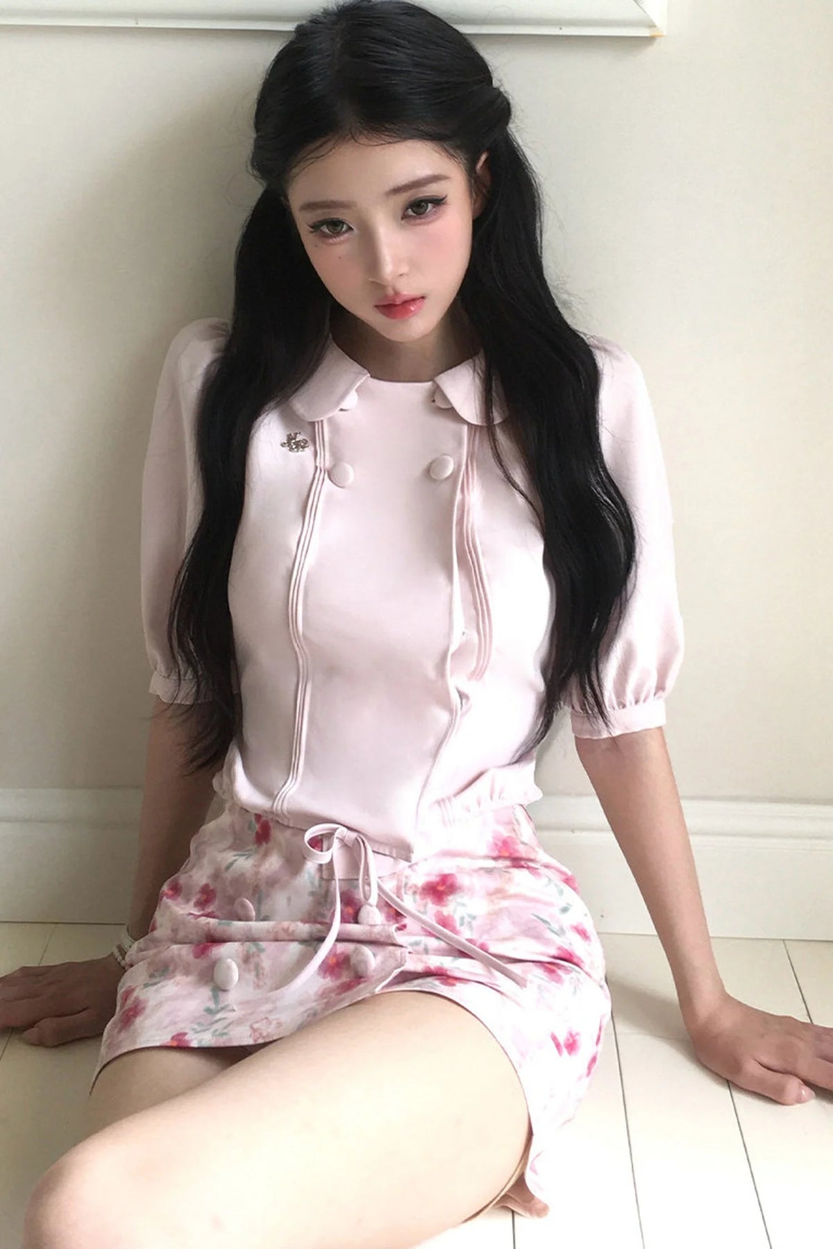 Floral Ruffled Top and Skirt Set-Up