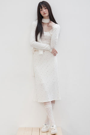 Floral Suit Cardigan & Skirt Set-Up