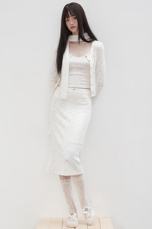 Floral Suit Cardigan & Skirt Set-Up