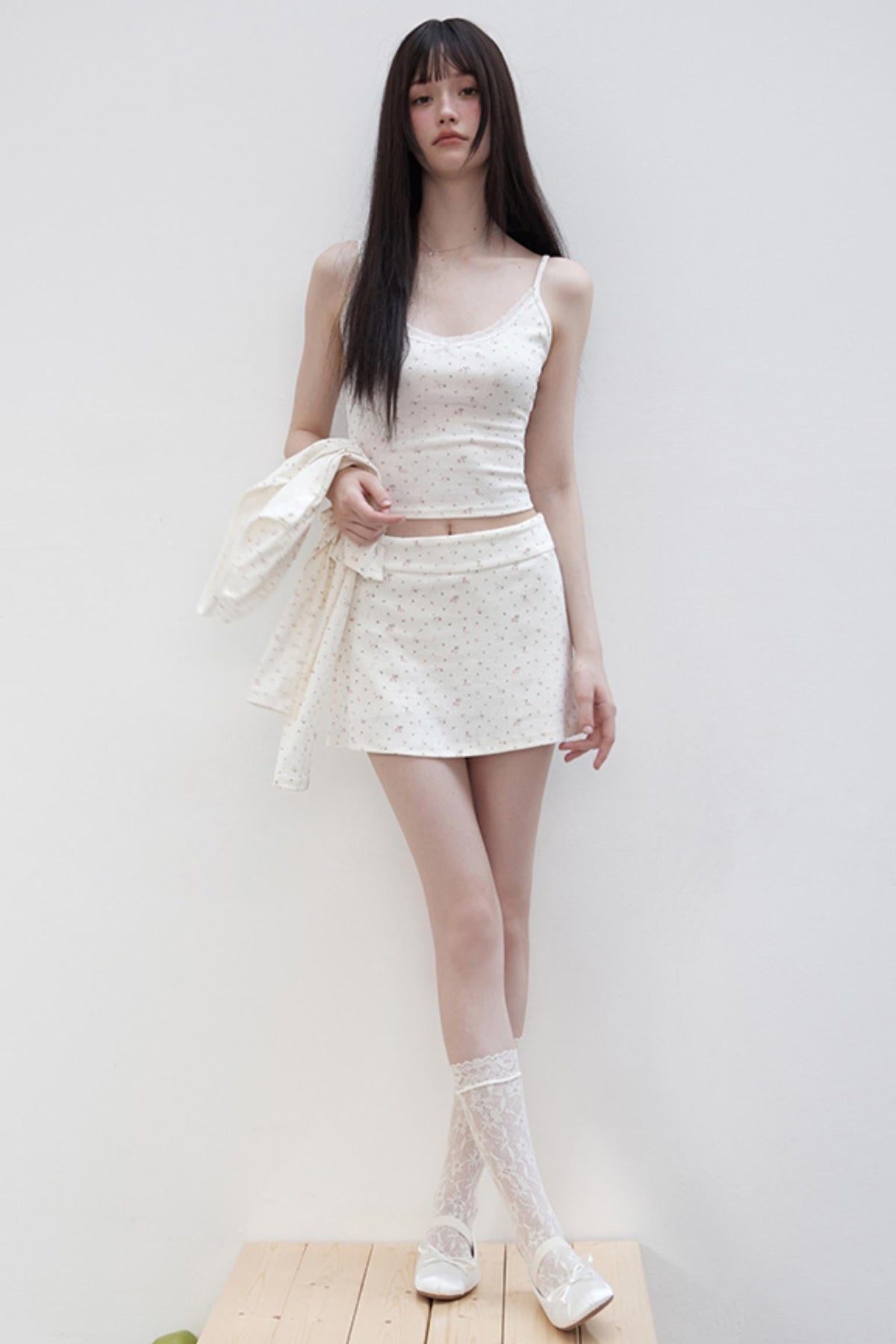 Floral Suit Cardigan & Skirt Set-Up