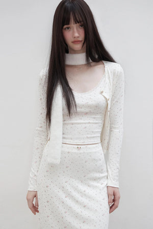 Floral Suit Cardigan & Skirt Set-Up