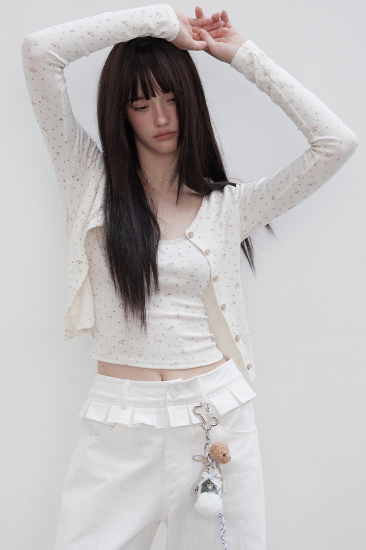 Floral Suit Cardigan & Skirt Set-Up