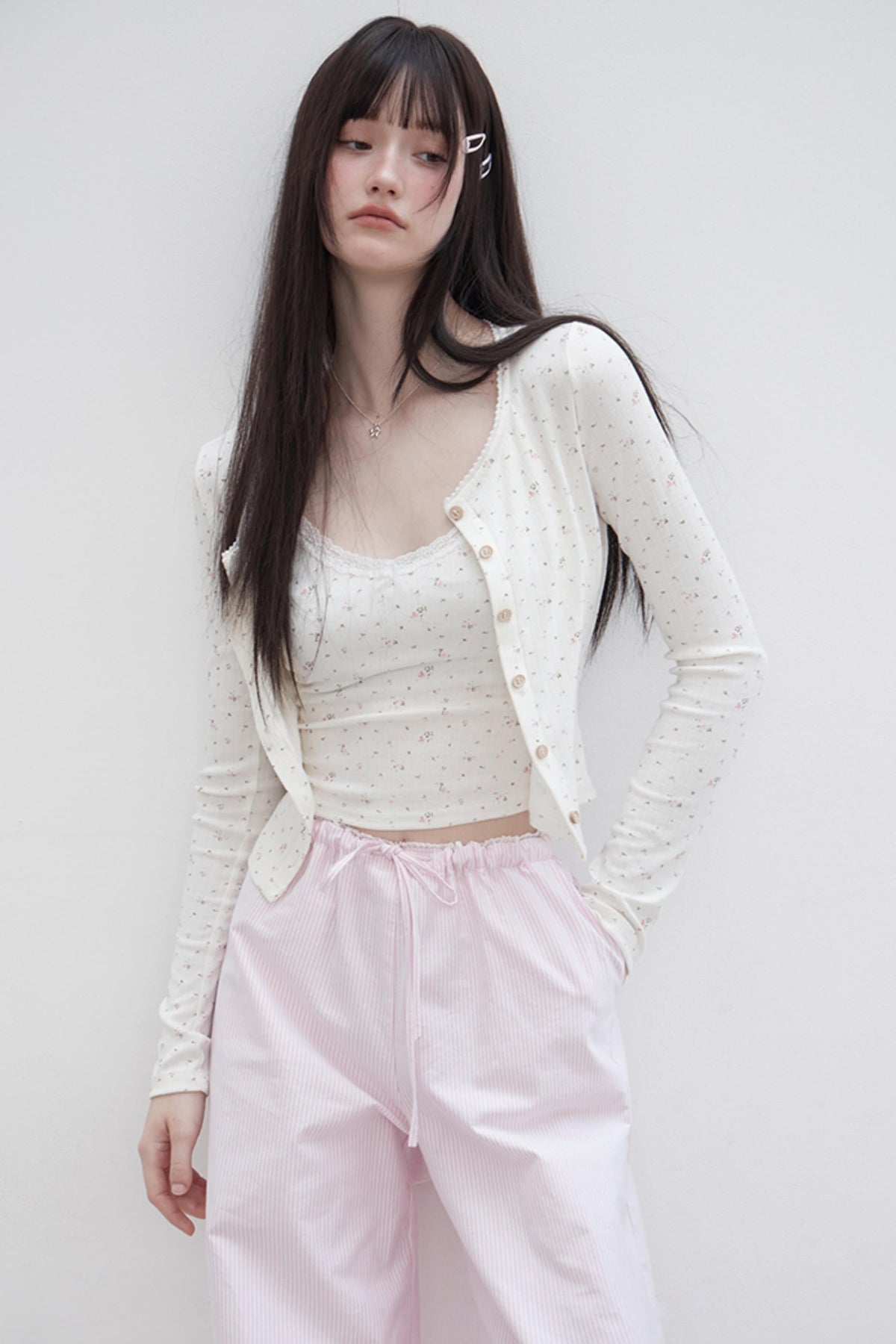 Floral Suit Cardigan & Skirt Set-Up