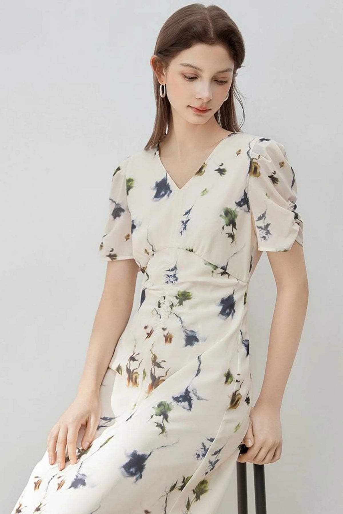 Floral V-Neck A-Line Dress