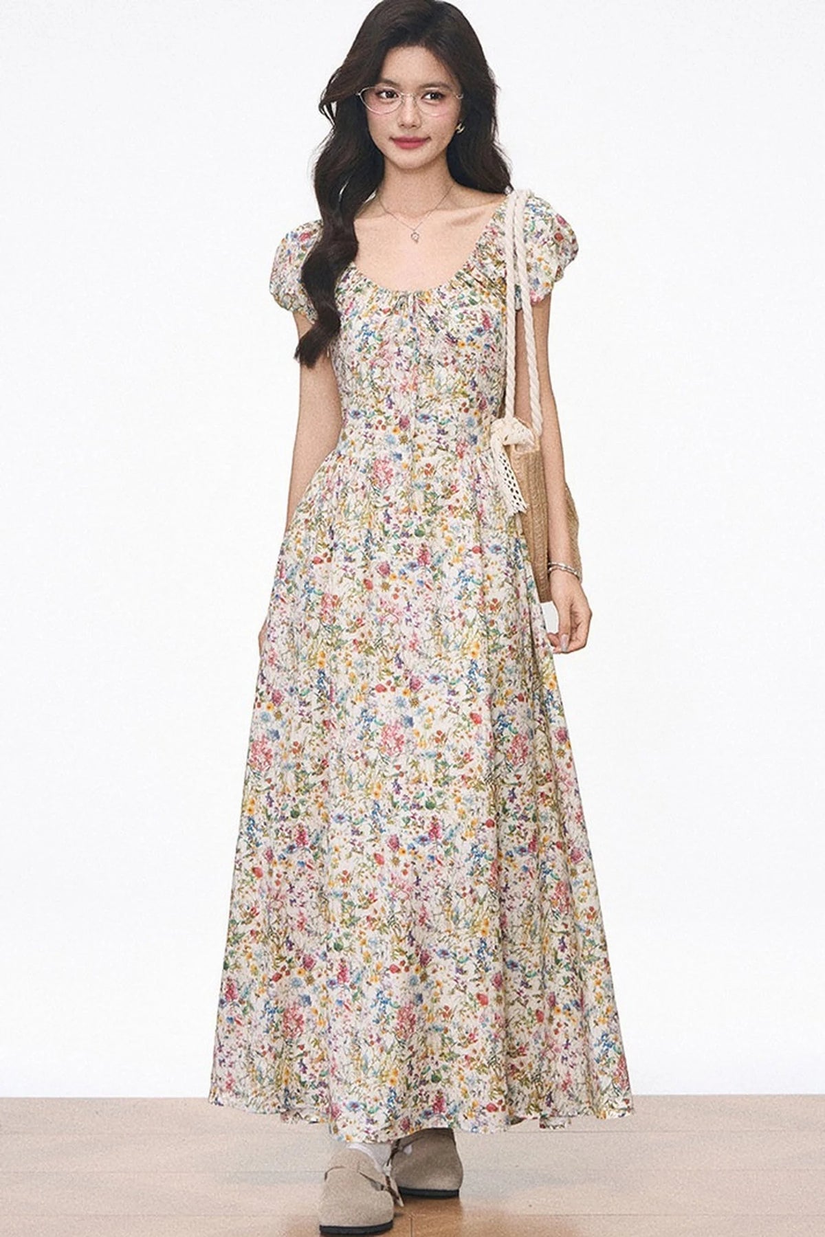 Floral Waist-Cinching Dress