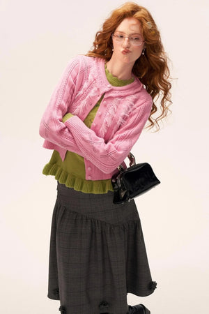 Flower Embroidery Round Neck Sweater