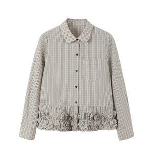 Flower Hem Shirt With Tie Set-Up