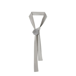 Flower Hem Shirt With Tie Set-Up