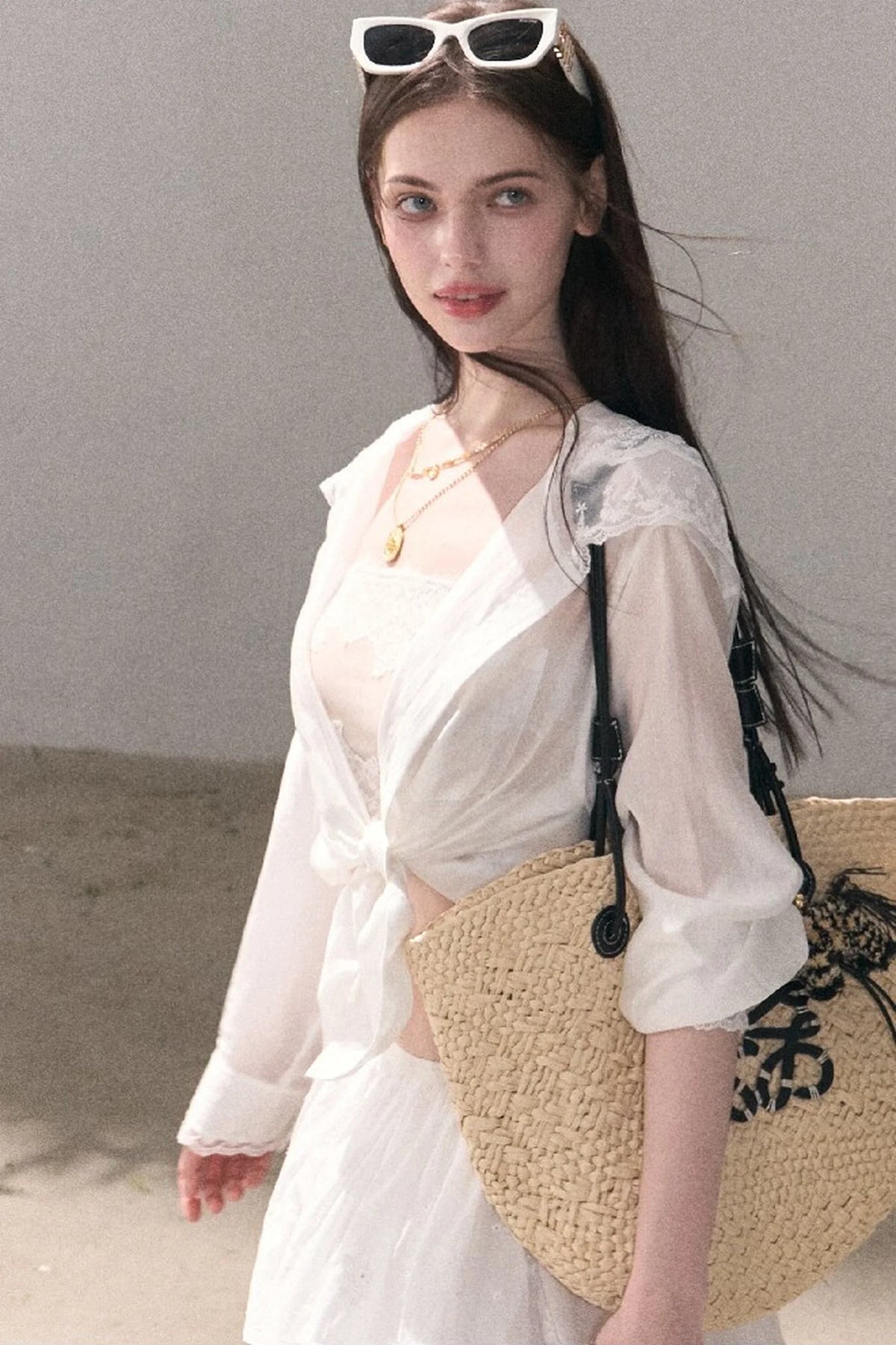 Flower Shape Cotton Lace Top And Skirt Set-Up