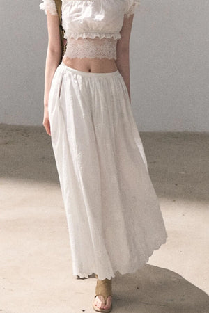 Flower Shape Cotton Lace Top And Skirt Set-Up