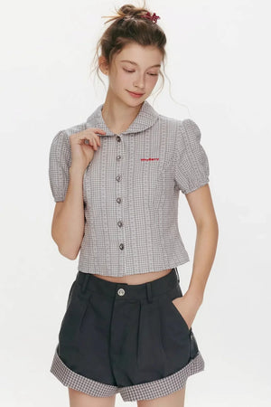 Flower Story Plaid Blouse