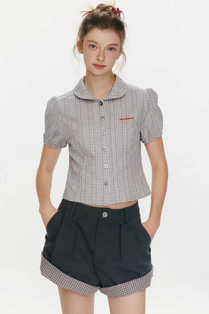 Flower Story Plaid Blouse