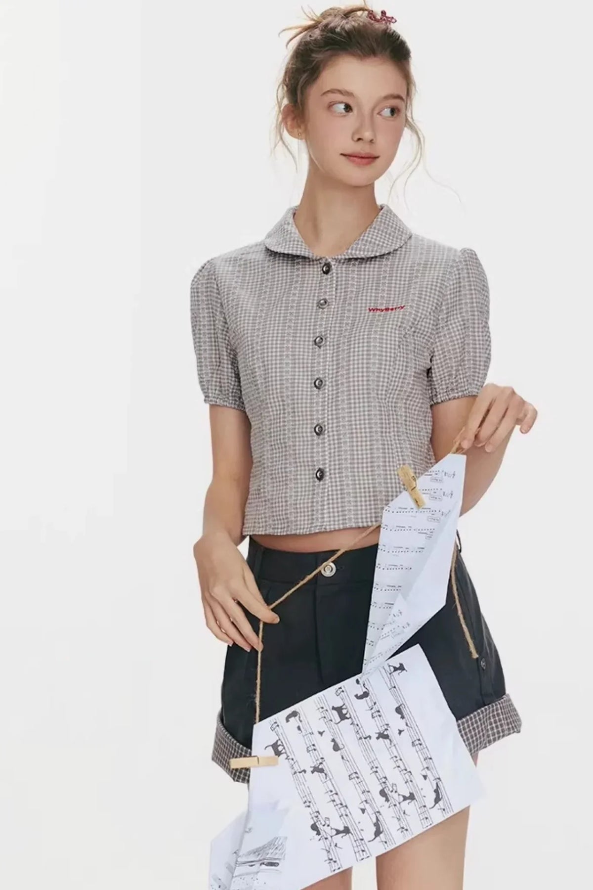 Flower Story Plaid Blouse