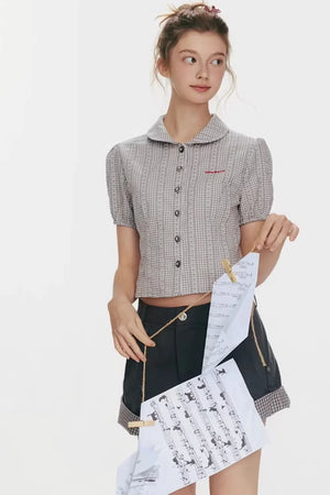 Flower Story Plaid Blouse