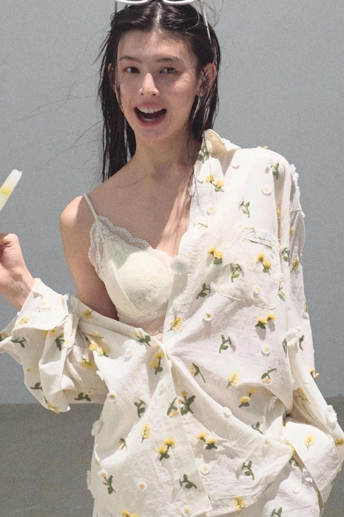 Flowers Cotton Embroidered Casual Shirt Set-Up
