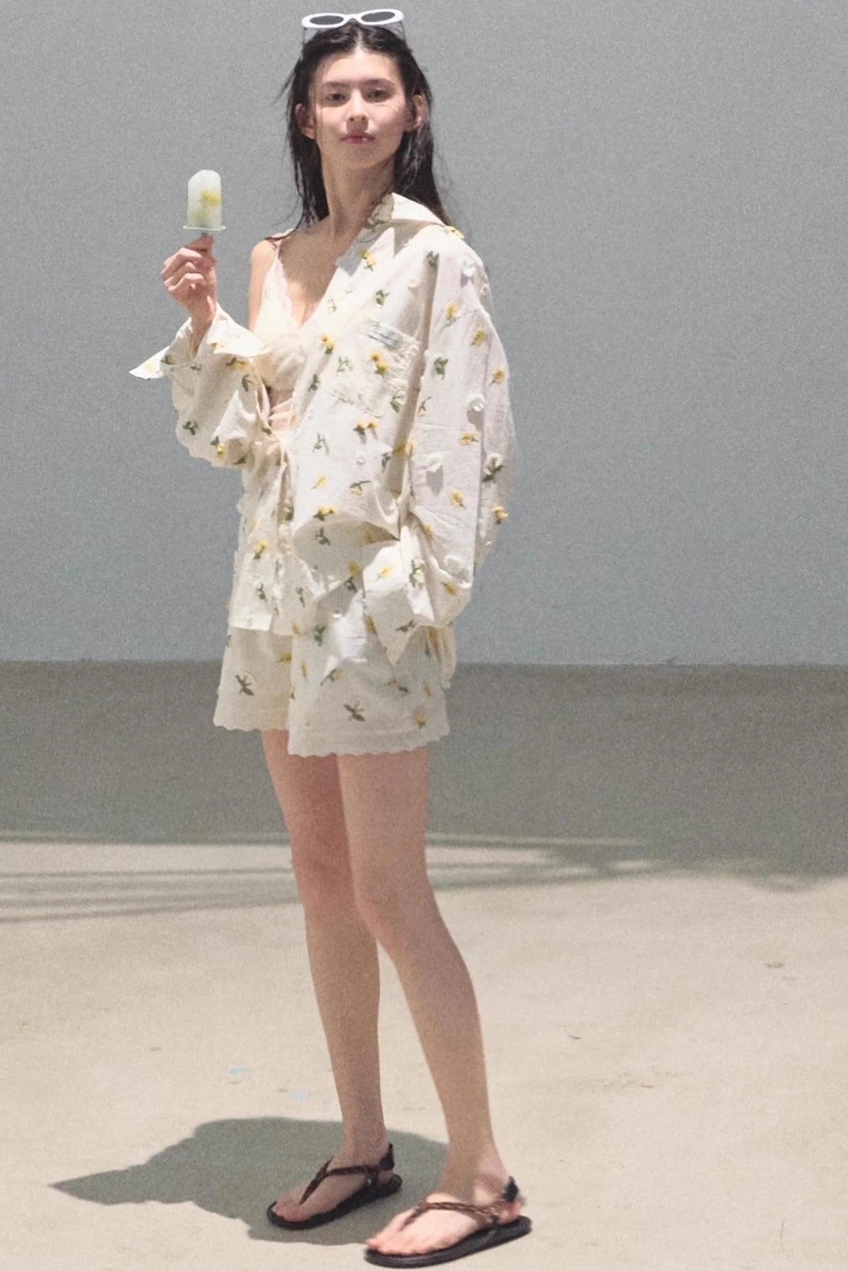 Flowers Cotton Embroidered Casual Shirt Set-Up