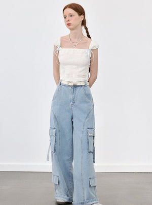 Flowers Square Neck Top