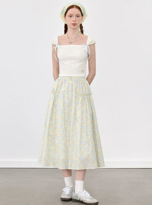 Flowers Square Neck Top