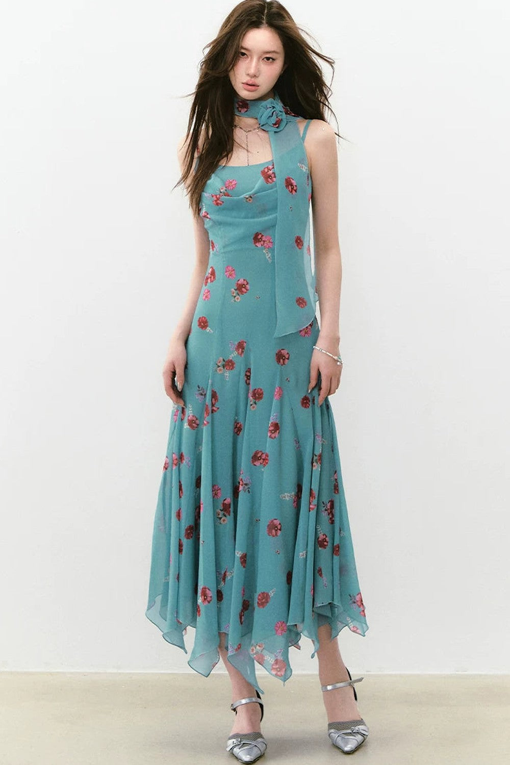 Flowing Floral Spaghetti Strap Dress