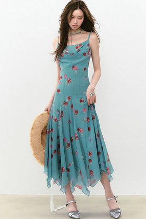 Flowing Floral Spaghetti Strap Dress