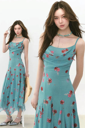 Flowing Floral Spaghetti Strap Dress