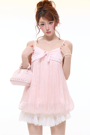 Flowing Puffy Flower Bud Camisole Top Set-Up