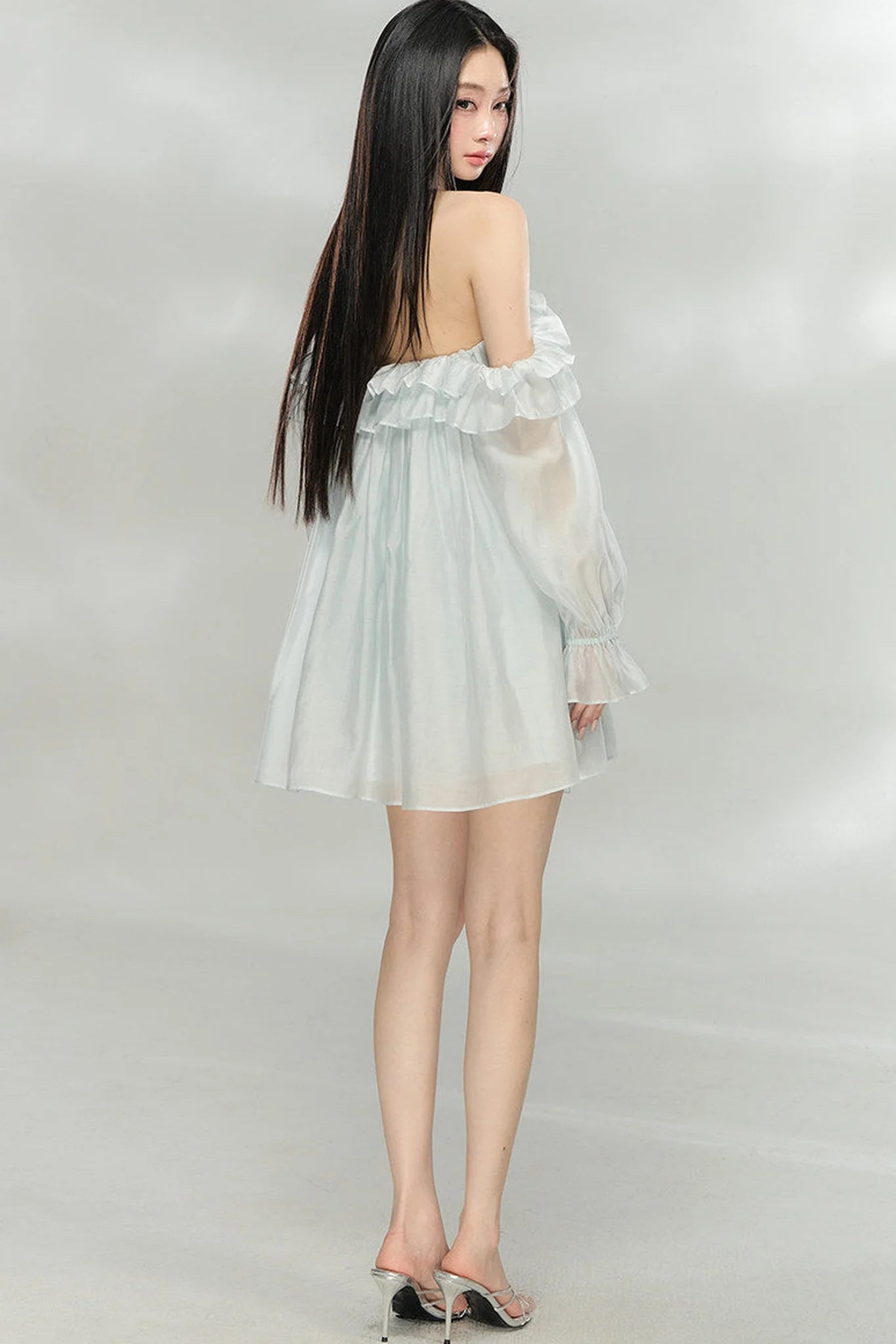 Flowing Ruffled Halter Dress