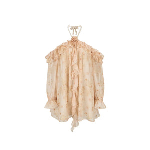 Flowing Ruffled Halter Dress