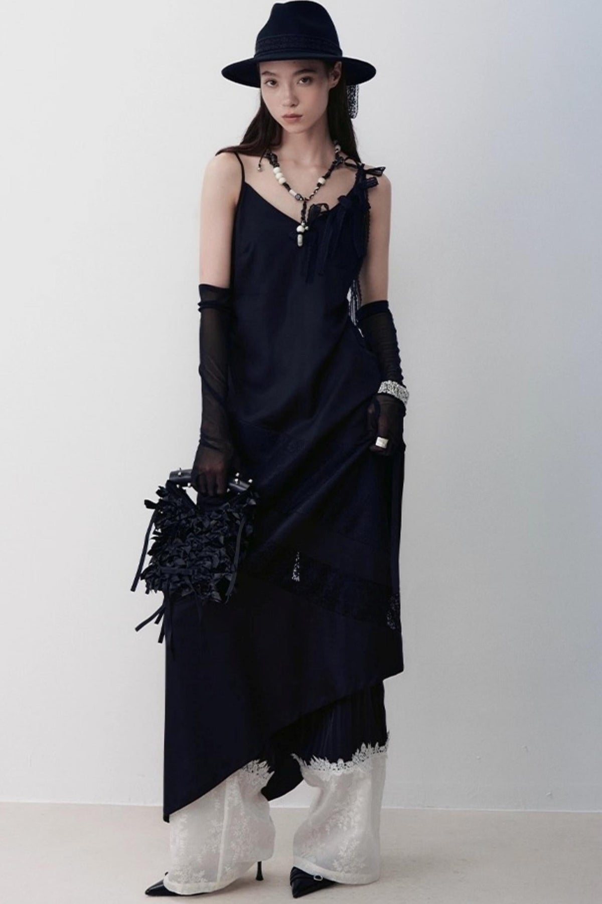 Flowing Tencel Embroidered Striped Straight-leg Pants