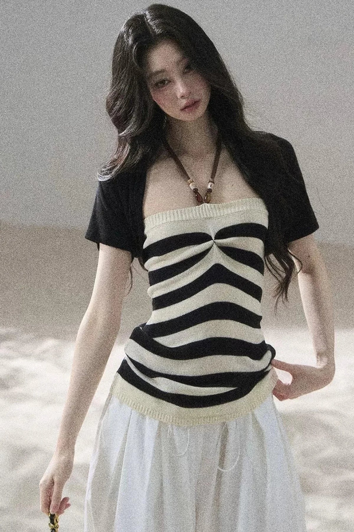 Flowing Twilight Striped Top Set
