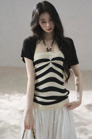 Flowing Twilight Striped Top Set