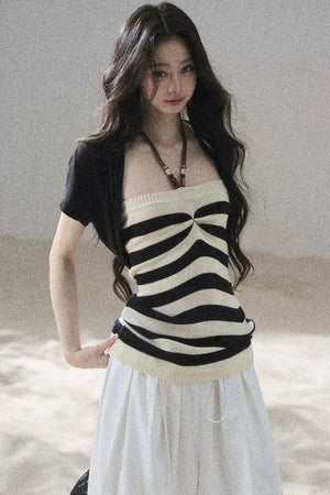 Flowing Twilight Striped Top Set