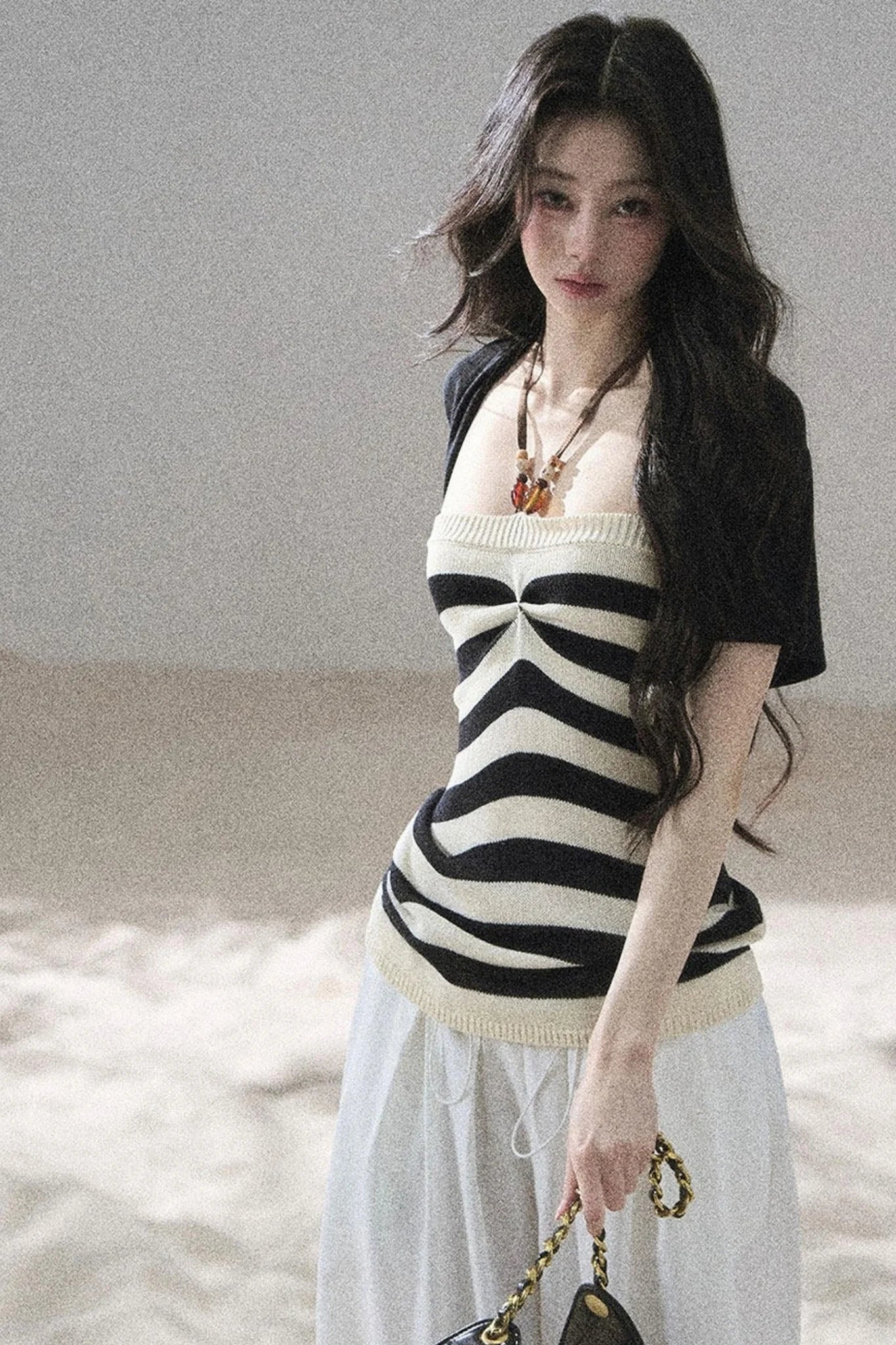 Flowing Twilight Striped Top Set