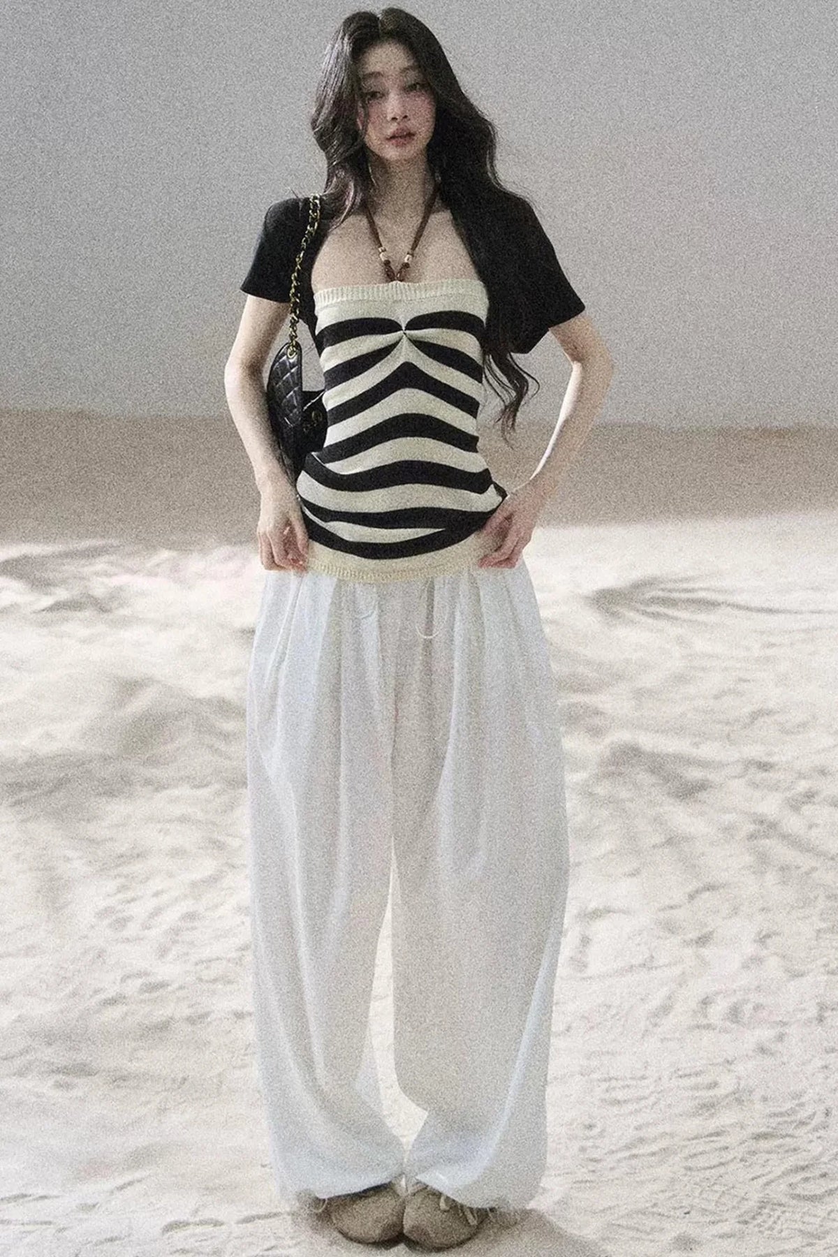 Flowing Twilight Striped Top Set