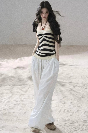Flowing Twilight Striped Top Set